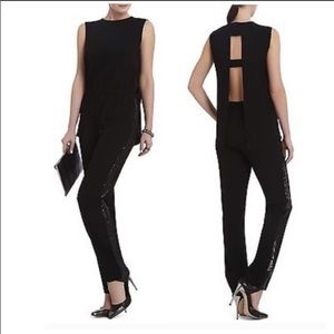 BCBGMaxazria Mirabella Tuxedo Blk Sequin Jumpsuit